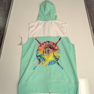 Barbells And Ponytails "Tropical" Zip-up Sleeveless Hoodie Sz S NEW